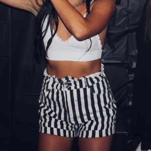 black and white shorts